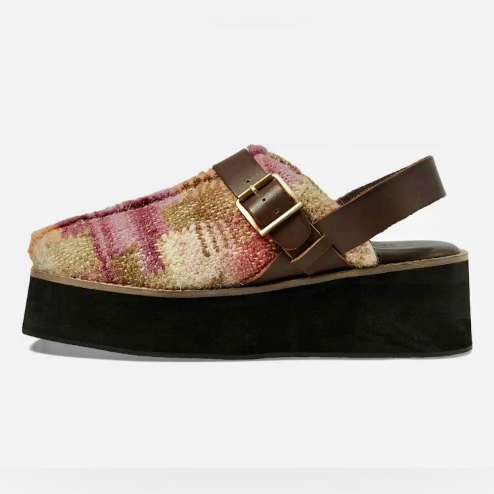 NEW Free People Astrid Platform Mule Shoe Slip-On Strap in Mulberry Mix Size 7.5 - Picture 4 of 9
